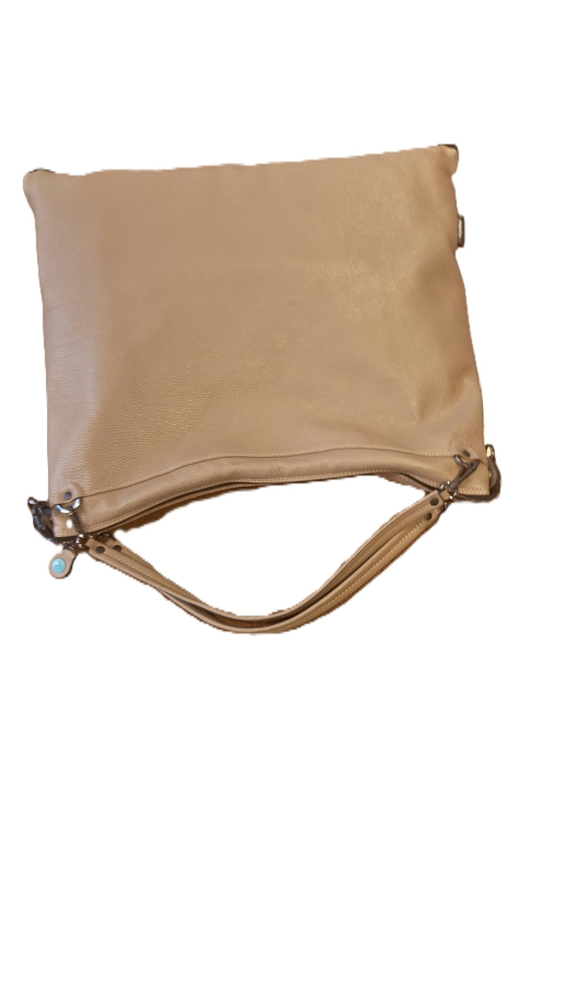 Borsa Grande in Pelle e Camoscio - Grigio, Beige, Blu
