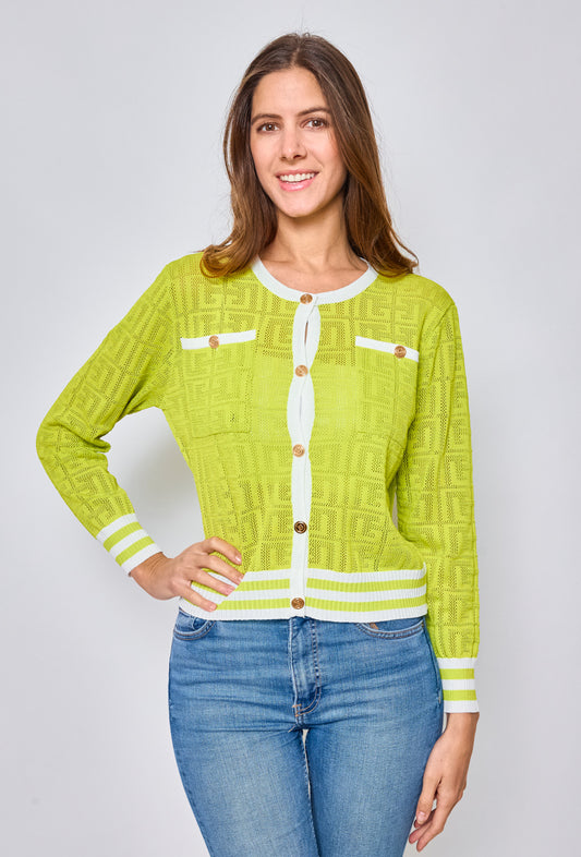 Maglia traforata a cardigan