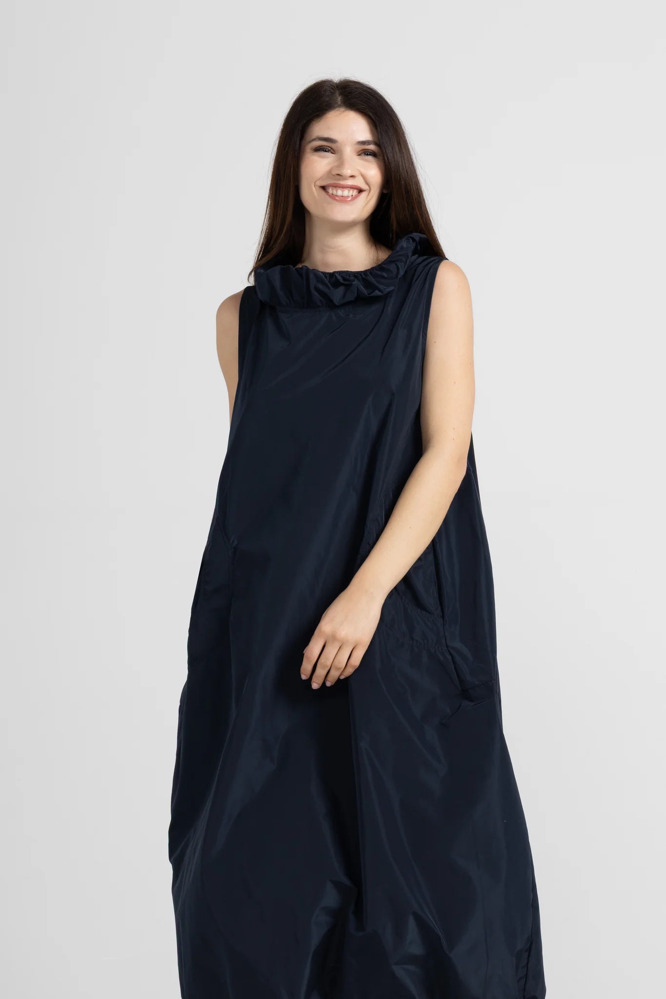 Abito Lungo In Tessuto Tecnico - Blu, Nero, Ruggine