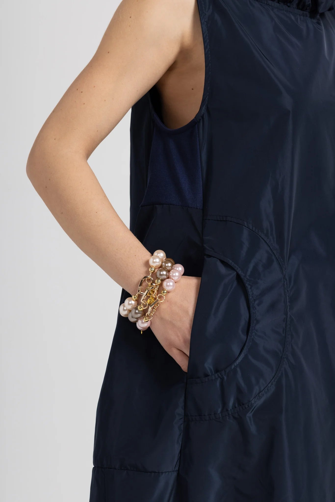 Abito Lungo In Tessuto Tecnico - Blu, Nero, Ruggine