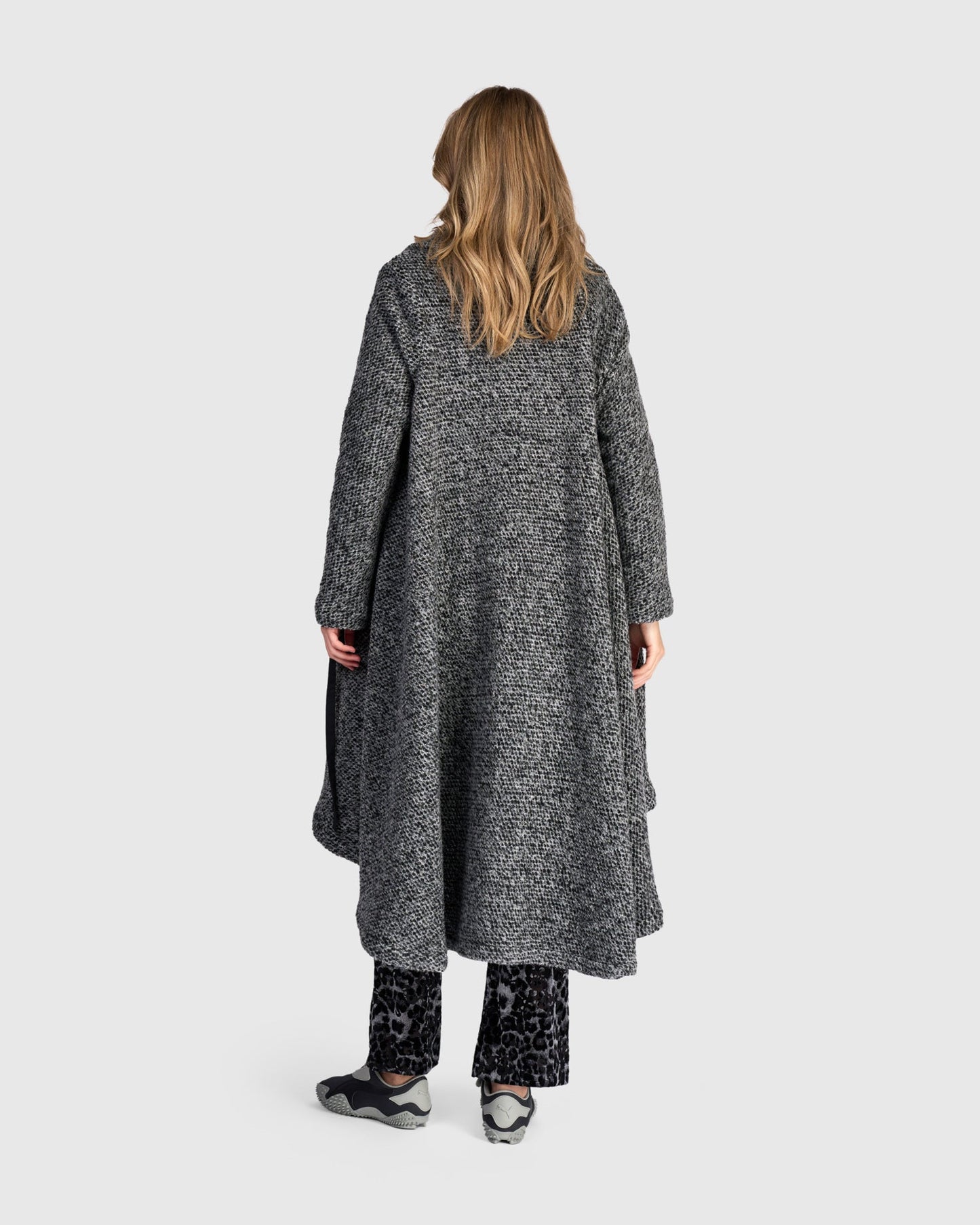 Cappotto Asimmetrico in Grigio Melange