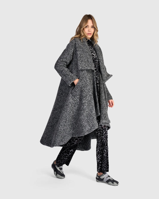 Cappotto Asimmetrico in Grigio Melange