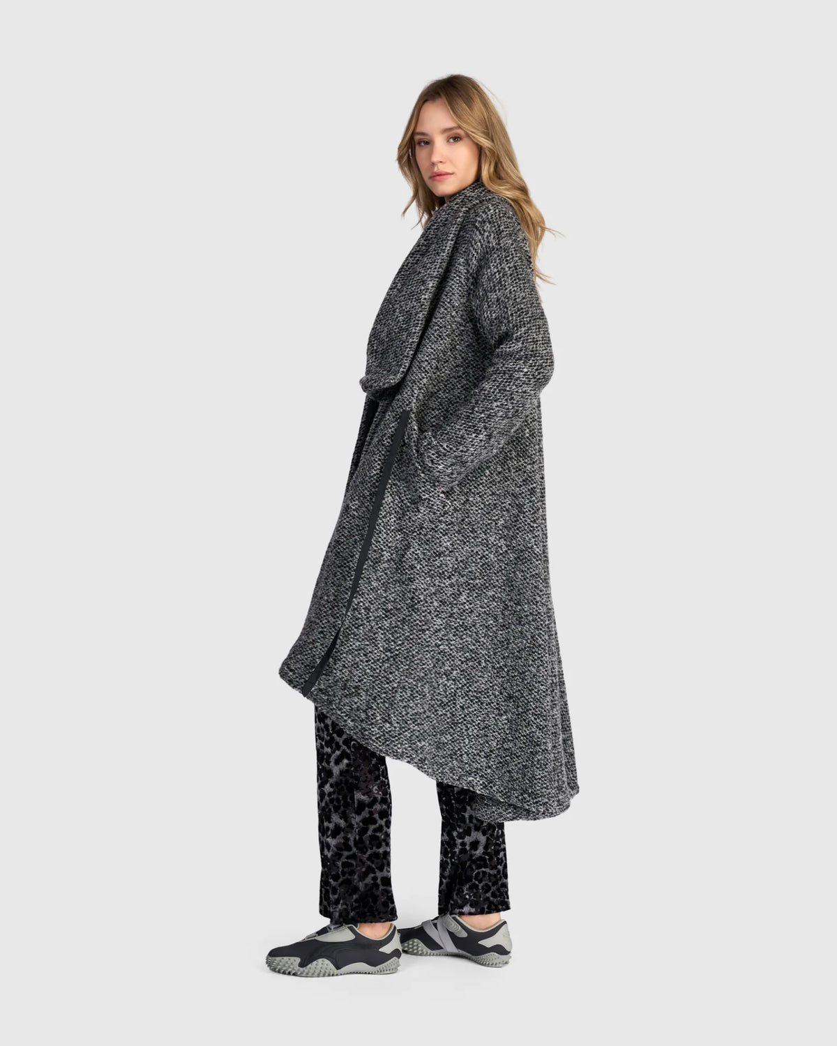 Cappotto Asimmetrico in Grigio Melange