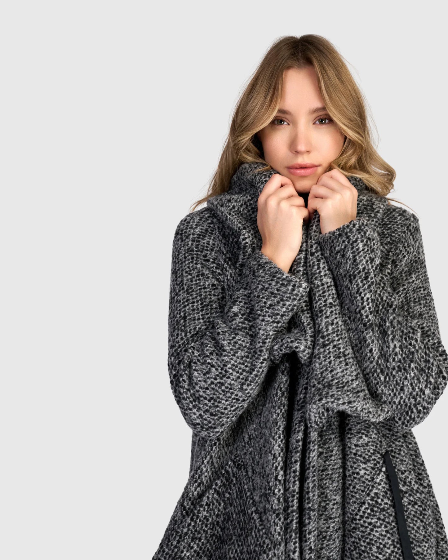 Cappotto Asimmetrico in Grigio Melange