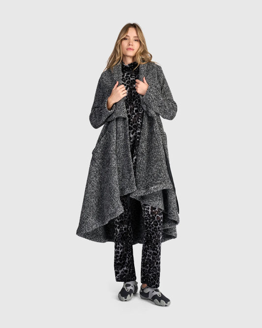 Cappotto Asimmetrico in Grigio Melange