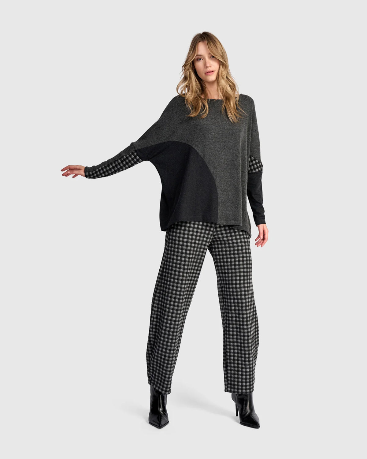 Pantaloni a Slim Barrel fantasia a quadri