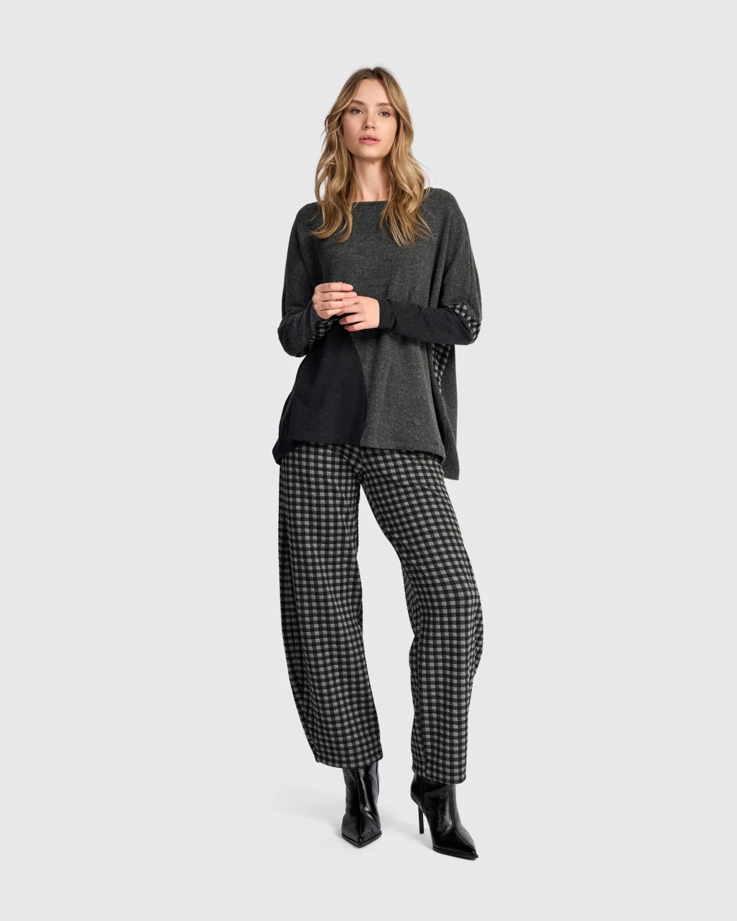 Pantaloni a Slim Barrel fantasia a quadri