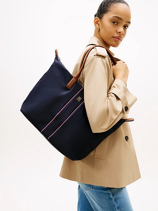 Borsa Shopper Tote Blu Corporate con monogramma TH