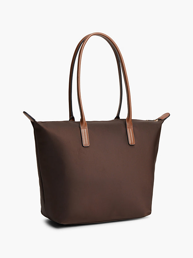 Borsa Shopper in Nylon di Medie Dimensioni. Marrone, Verde Militare
