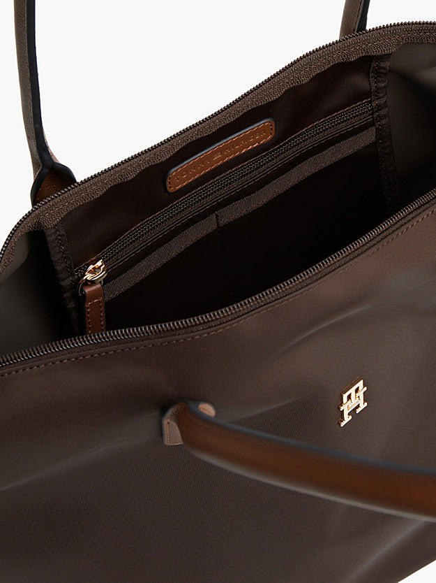 Borsa Shopper in Nylon di Medie Dimensioni. Marrone, Verde Militare