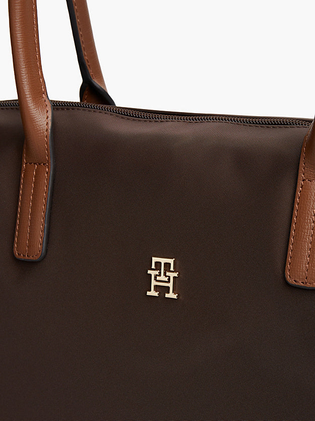 Borsa Shopper in Nylon di Medie Dimensioni. Marrone, Verde Militare