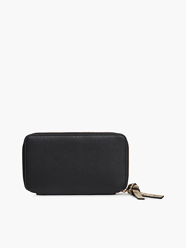 Portafogli Medio in Pelle con zip  - Bordeaux, Nero