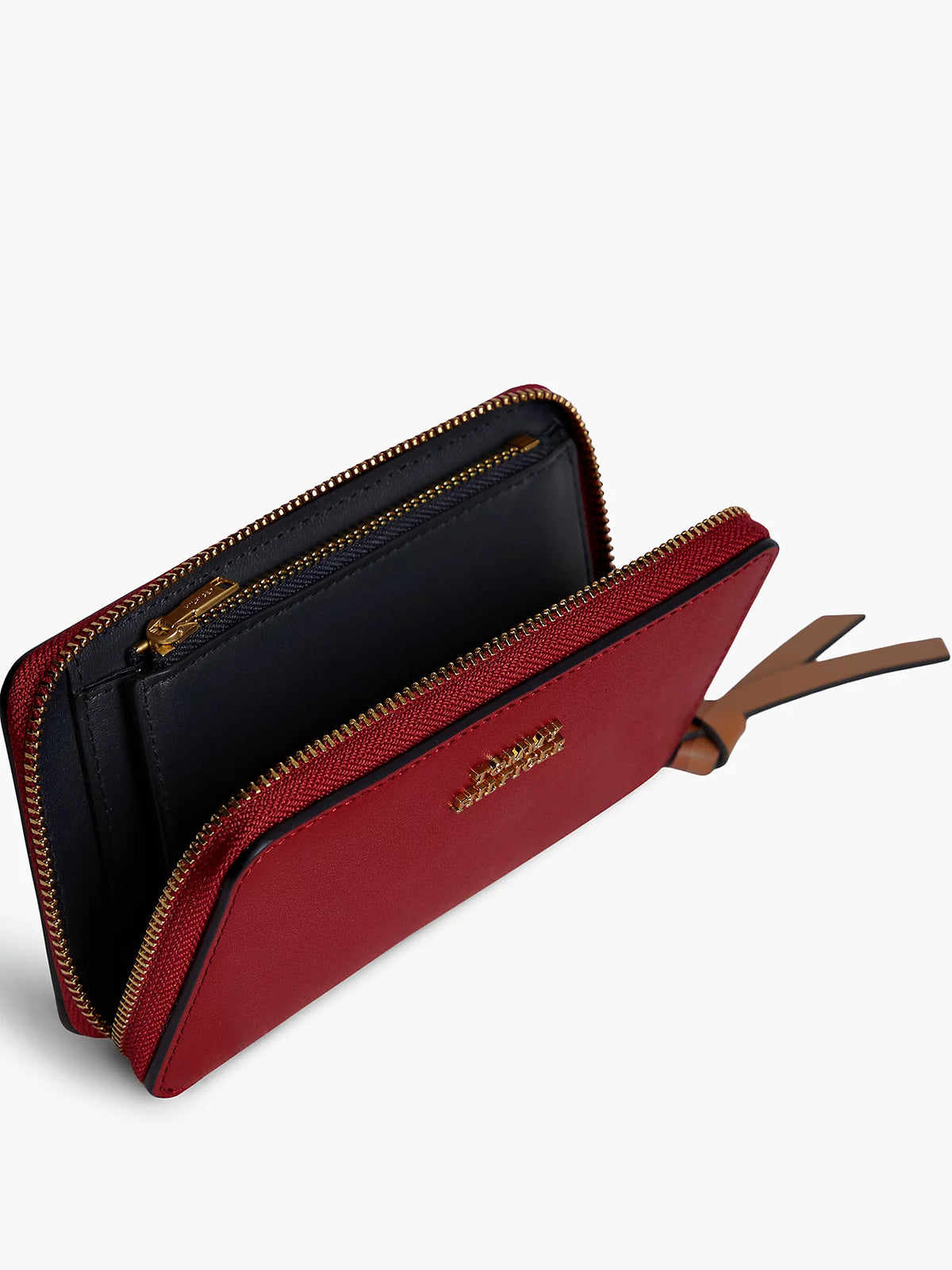 Portafogli Medio in Pelle con zip  - Bordeaux, Nero