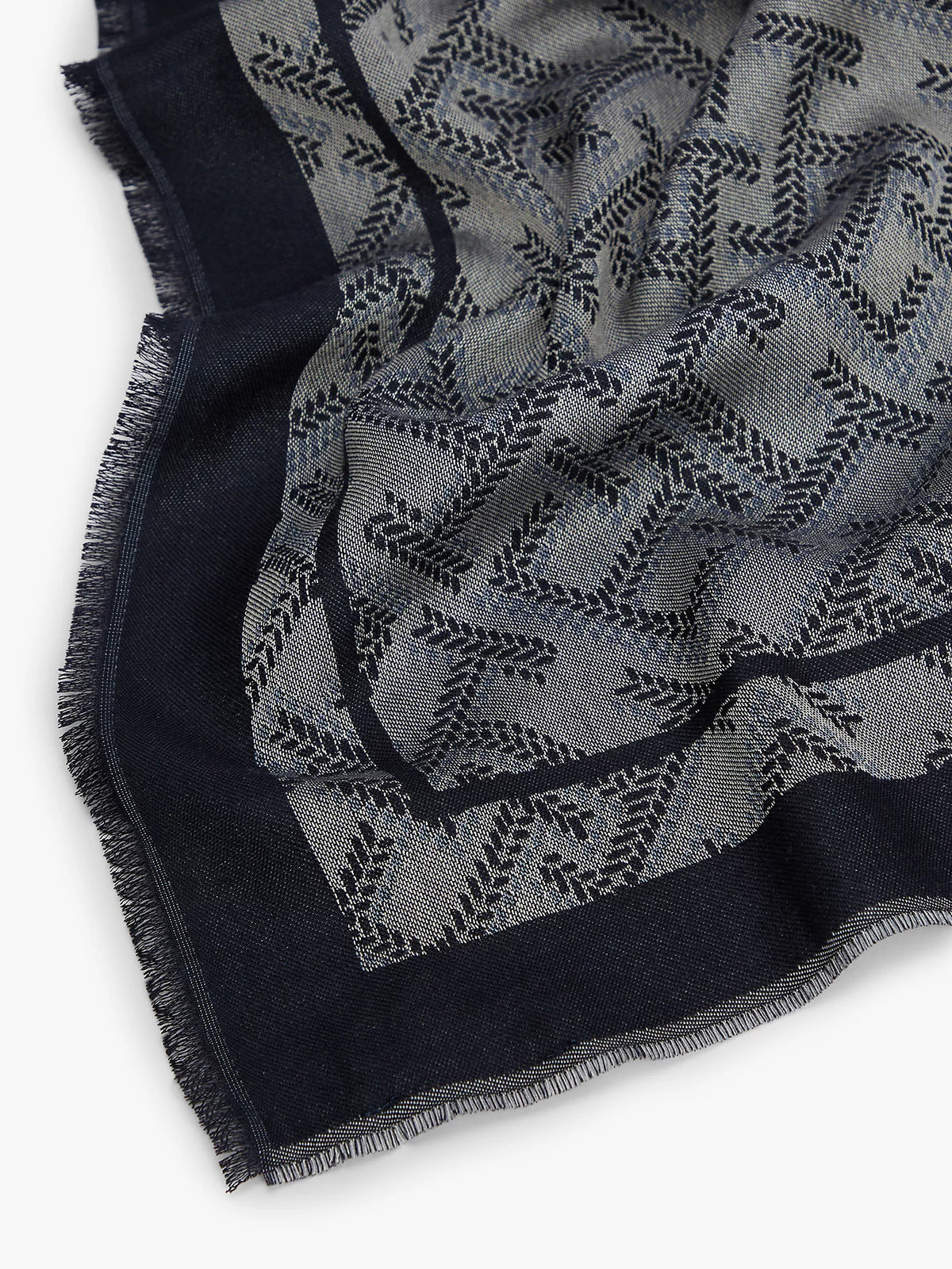 Sciarpa Jacquard con Stampa Monogramma - Blu, Beige, Bordeaux