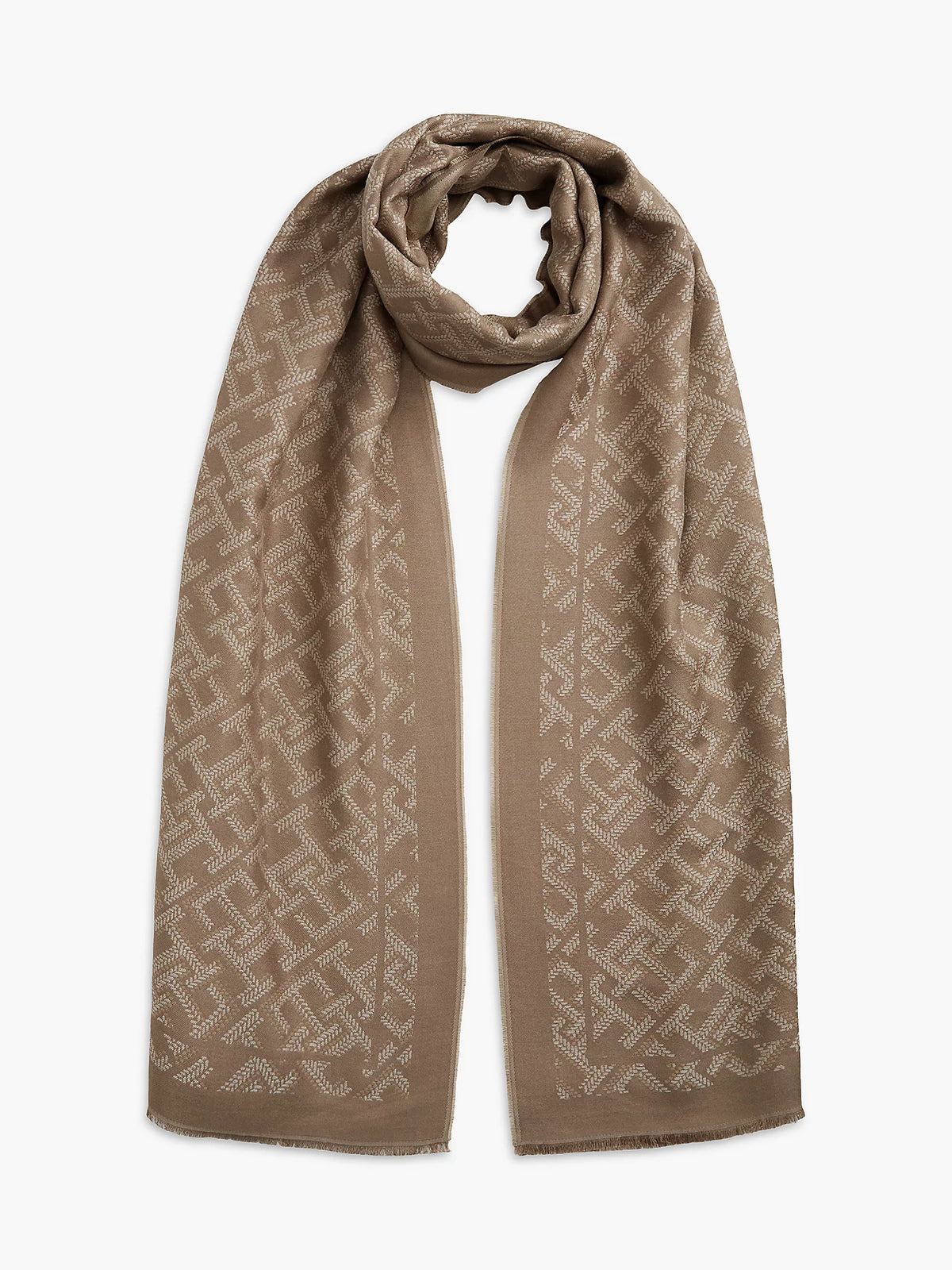 Sciarpa Jacquard con Stampa Monogramma - Blu, Beige, Bordeaux