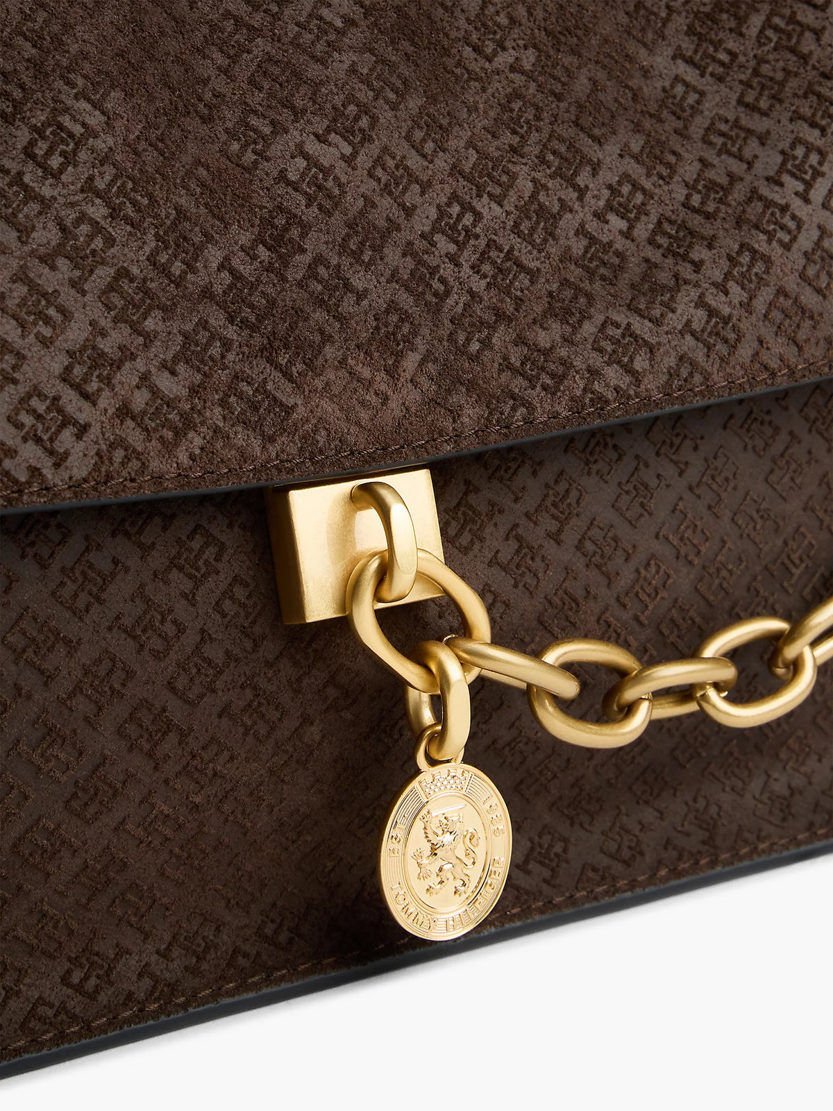 Borsa Media a Spalla in Pelle Scamosciata Marrone Fondente