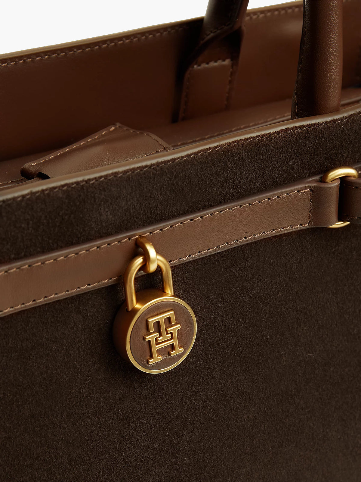 Borsa Grande in Pelle Scamosciata Marrone con Due Manici e Tracolla