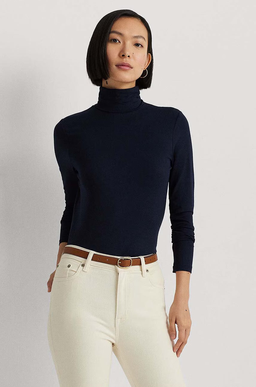 Maglia in jersey blu dolcevita