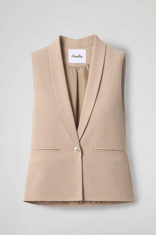 Gilet In Tessuto Fluido -  Beige