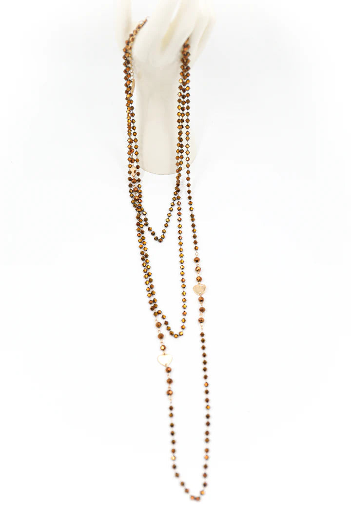 Very lightweight 3-strand necklace - Bronze, Champagne, Grey or Black