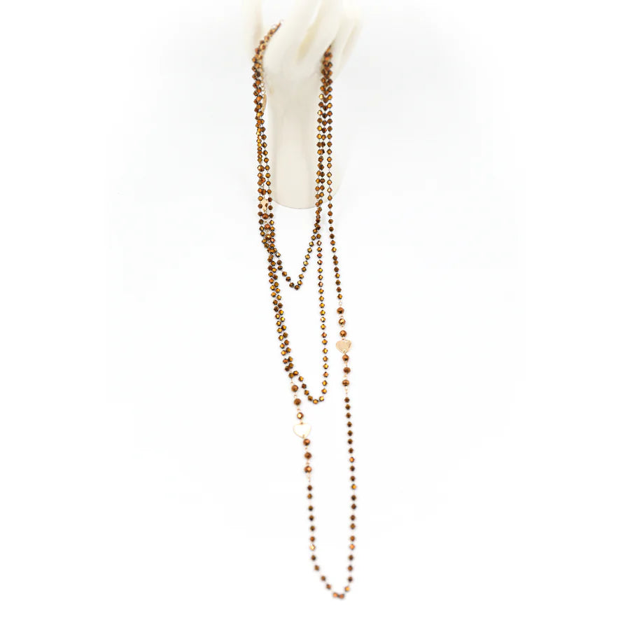 Very lightweight 3-strand necklace - Bronze, Champagne, Grey or Black
