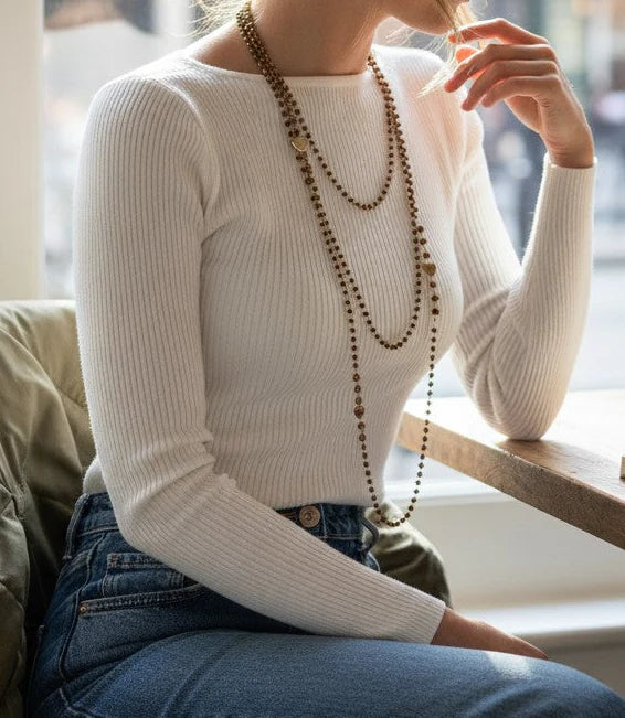 Very lightweight 3-strand necklace - Bronze, Champagne, Grey or Black