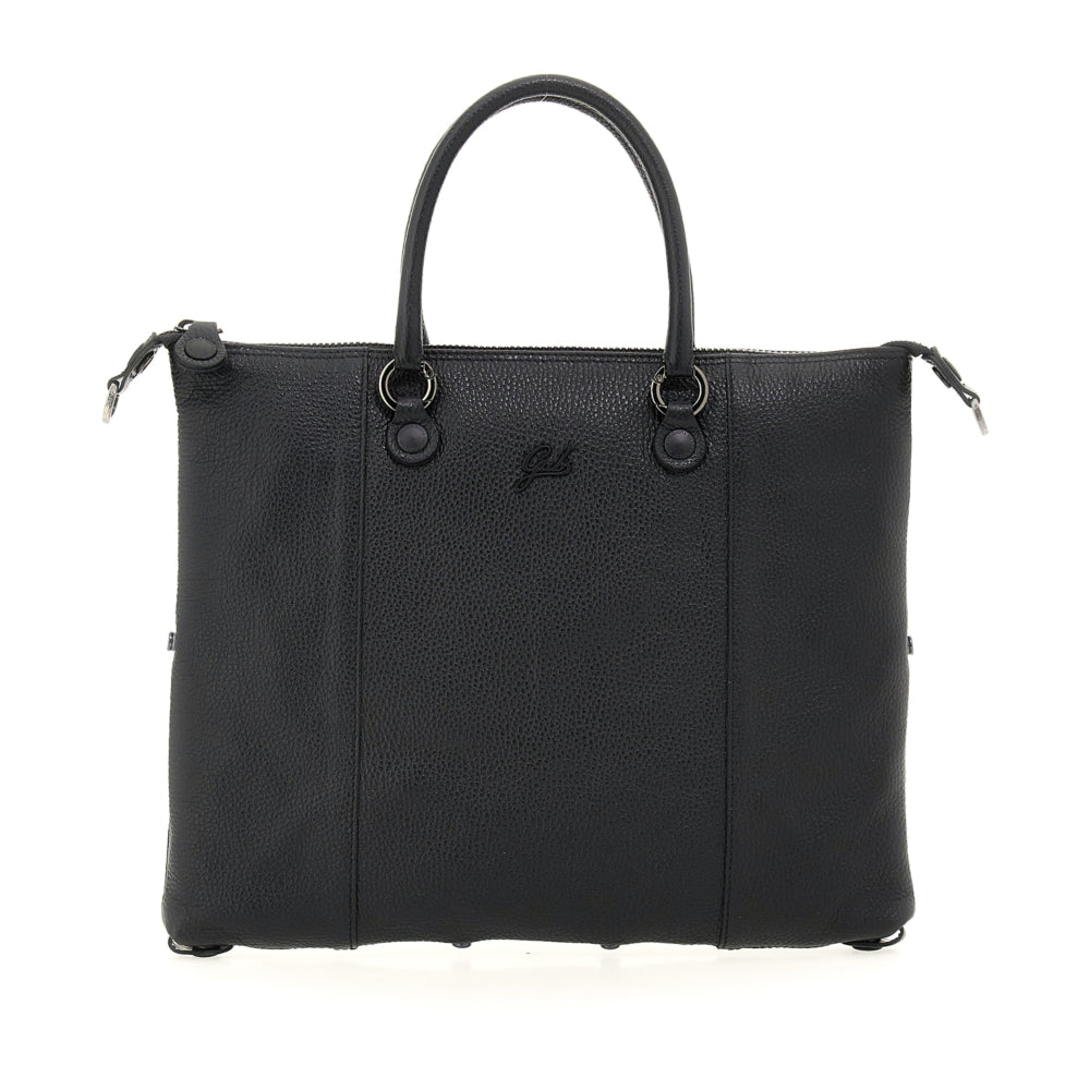 Borsa Shopper Media Trasformabile in Pelle Martellata - Marrone, Nero, Magenta, Verde