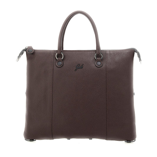Borsa Shopper Media Trasformabile in Pelle Martellata - Marrone, Nero, Magenta, Verde