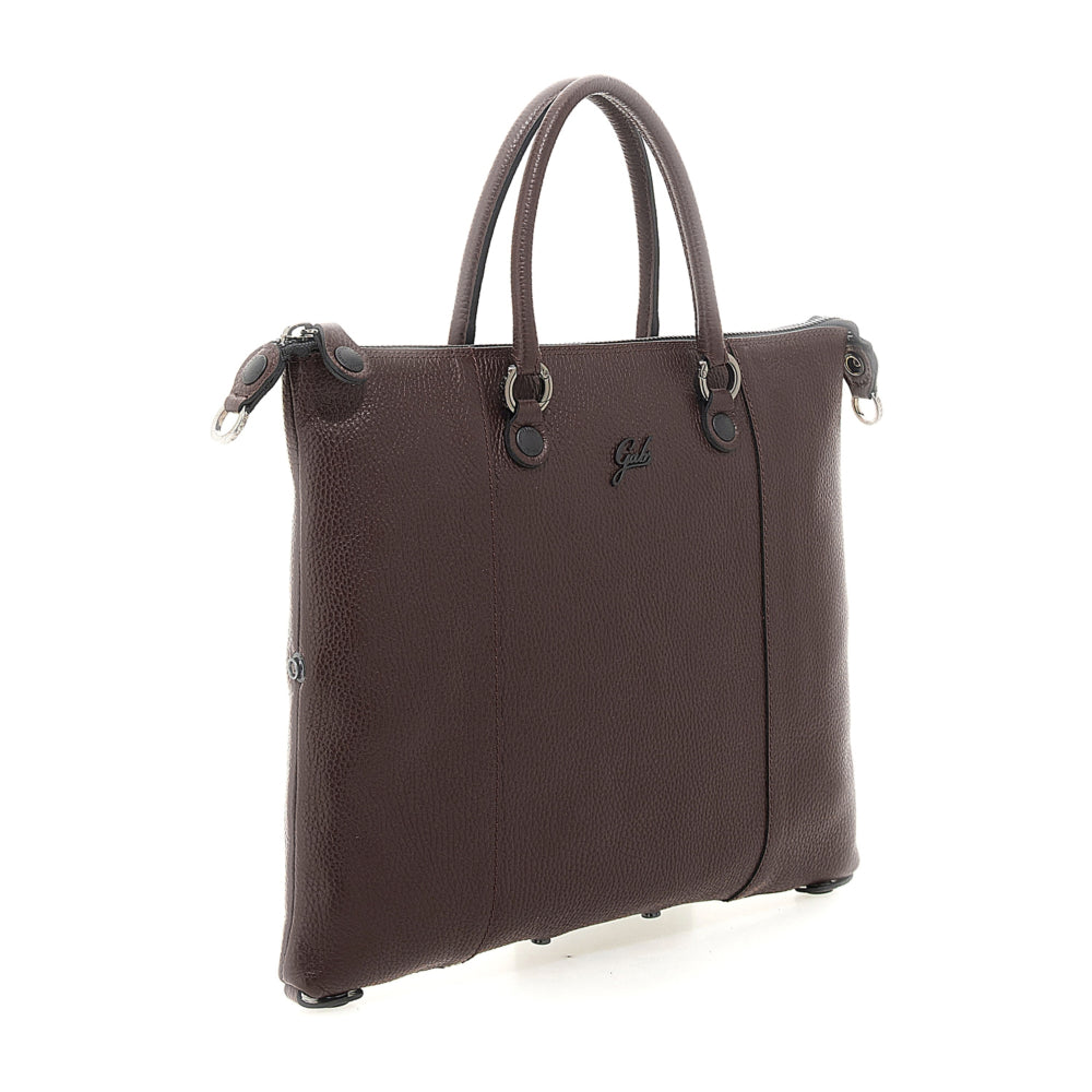 Borsa Shopper Media Trasformabile in Pelle Martellata - Marrone, Nero, Magenta, Verde