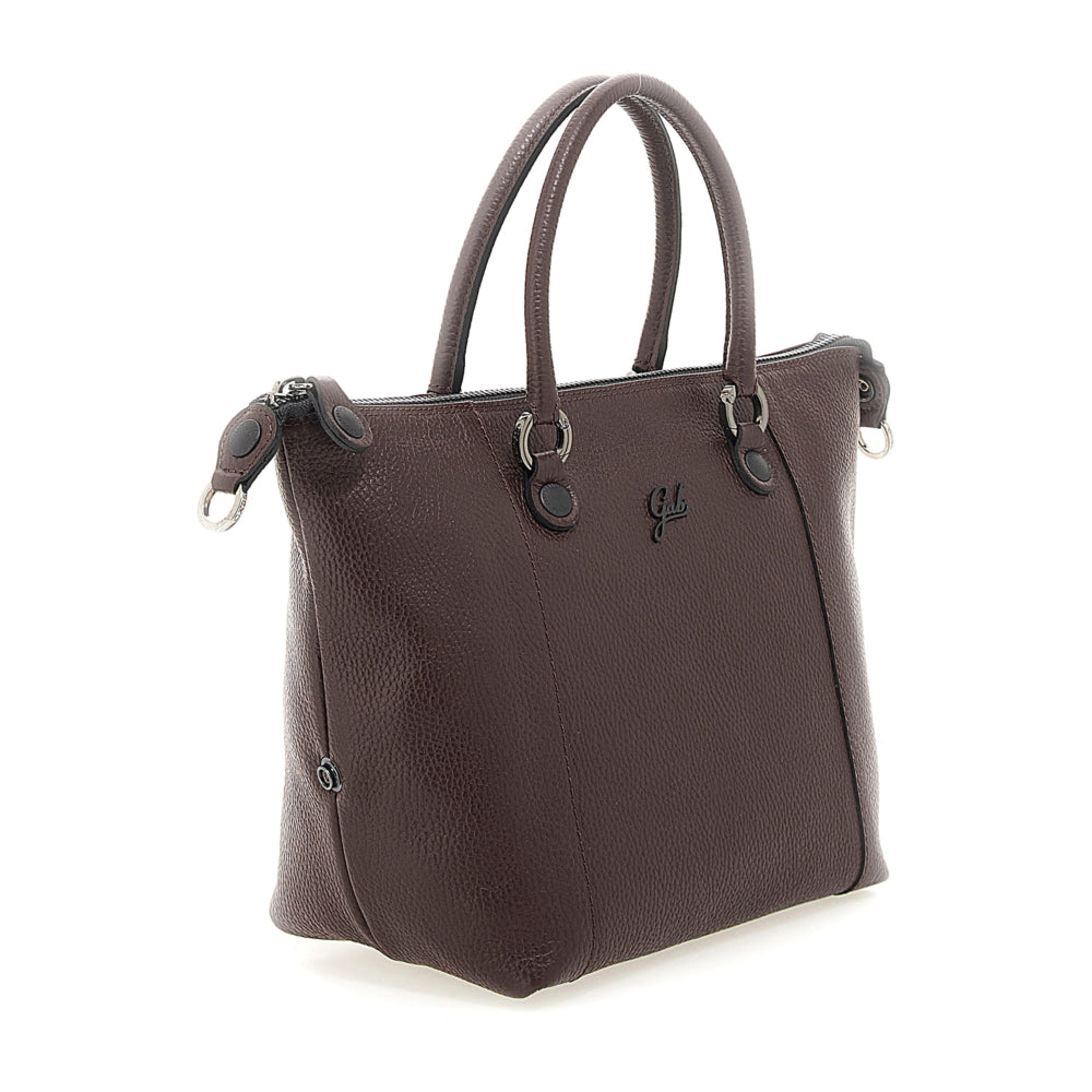 Borsa Shopper Media Trasformabile in Pelle Martellata - Marrone, Nero, Magenta, Verde