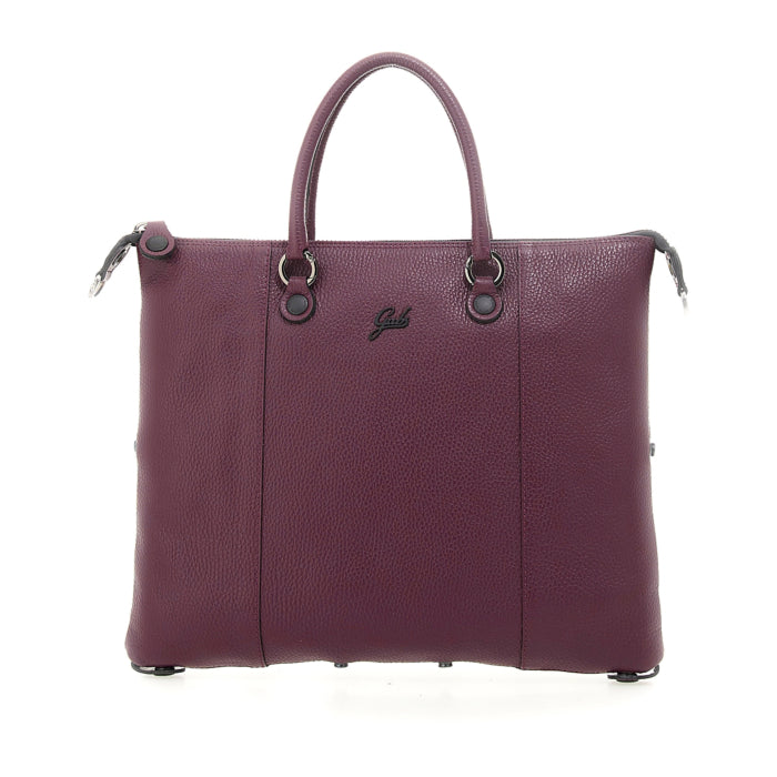Borsa Shopper Media Trasformabile in Pelle Martellata - Marrone, Nero, Magenta, Verde