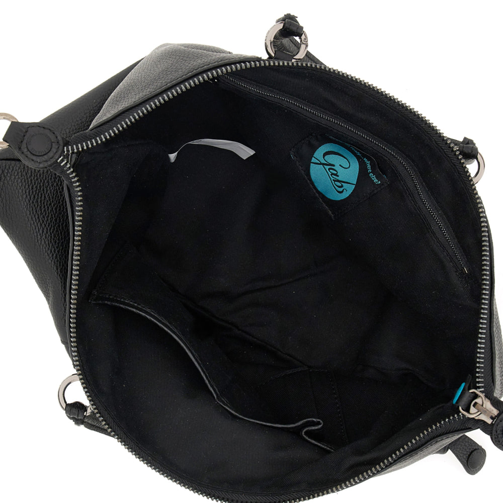 Borsa Shopper Trasformabile Large in Pelle di Vitello Martellato - Nera