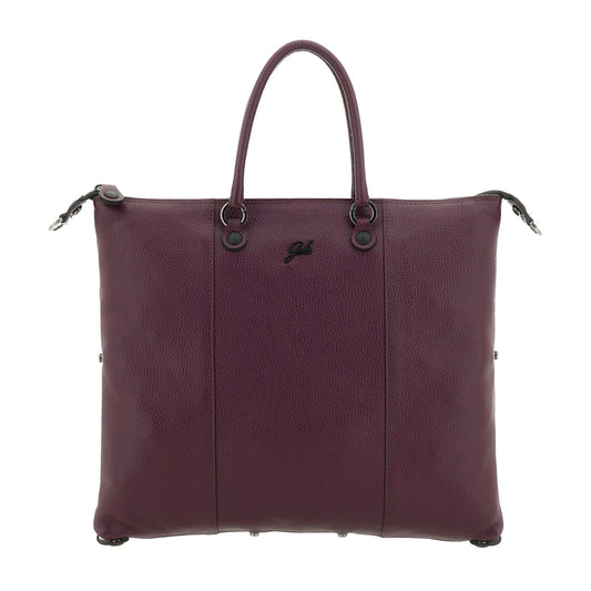 Borsa Shopper Trasformabile Large in Pelle di Vitello Martellato - Magenta