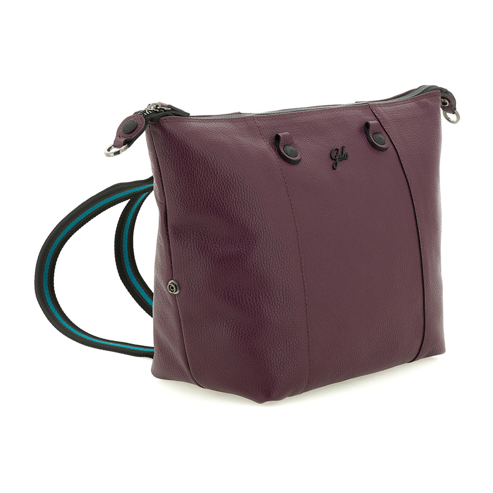 Borsa Shopper Trasformabile Large in Pelle di Vitello Martellato - Magenta