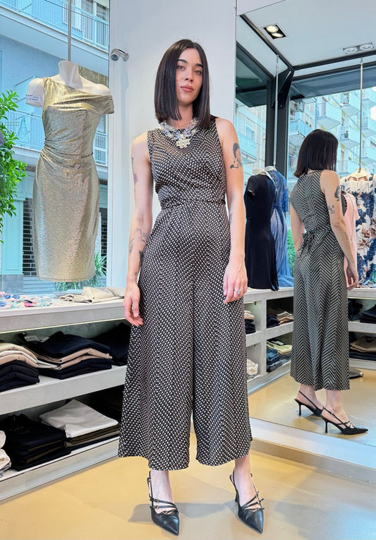 Tuta in twill stampa pois