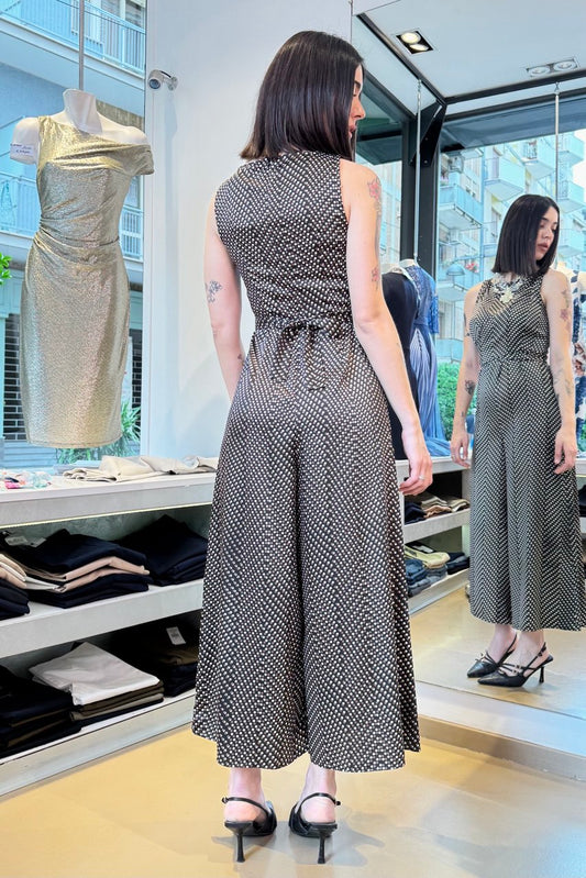 Tuta in twill stampa pois