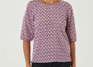 Blusa girocollo in stampa geometrica