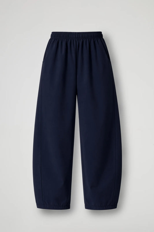 Pantalone Baggy In Tessuto Viscosa - Blu