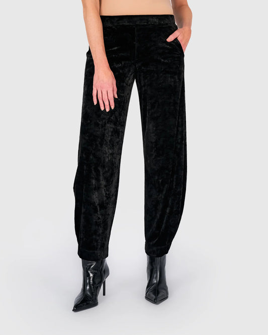 Pantaloni Fluidi in Velluto Stropicciato