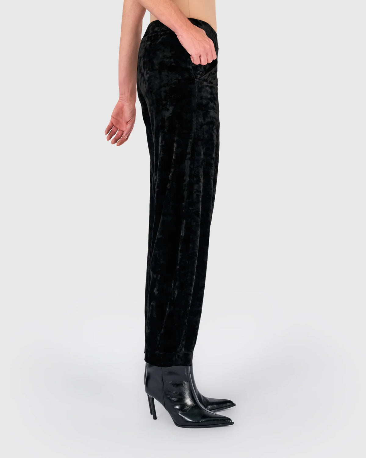 Pantaloni Fluidi in Velluto Stropicciato