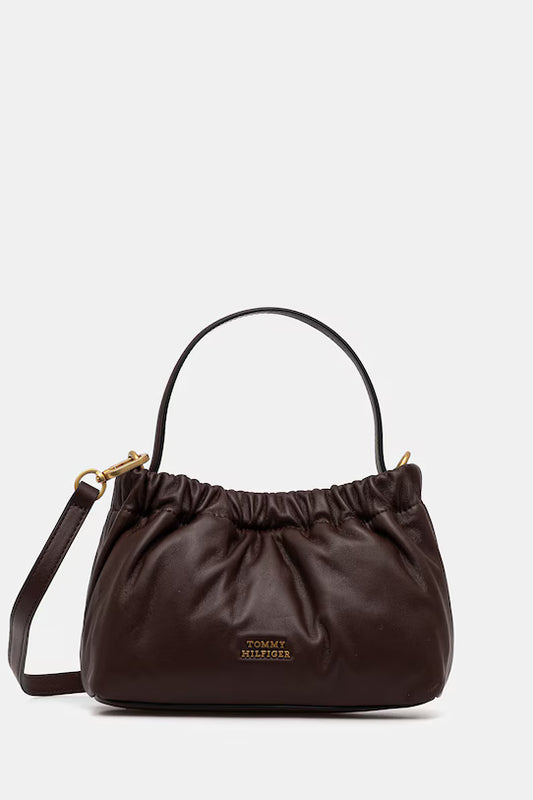 Borsa piccola in nappa con tracolla staccabile -  Marrone