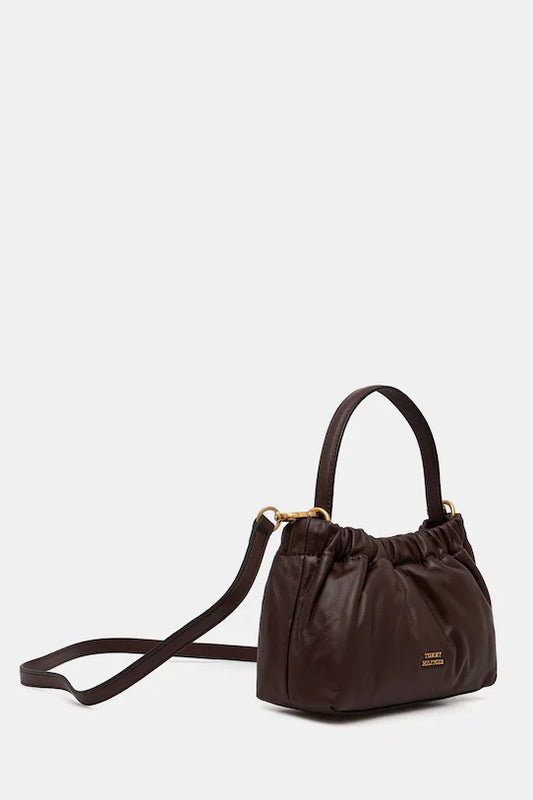 Borsa piccola in nappa con tracolla staccabile - Nera, Marrone, Bordeaux