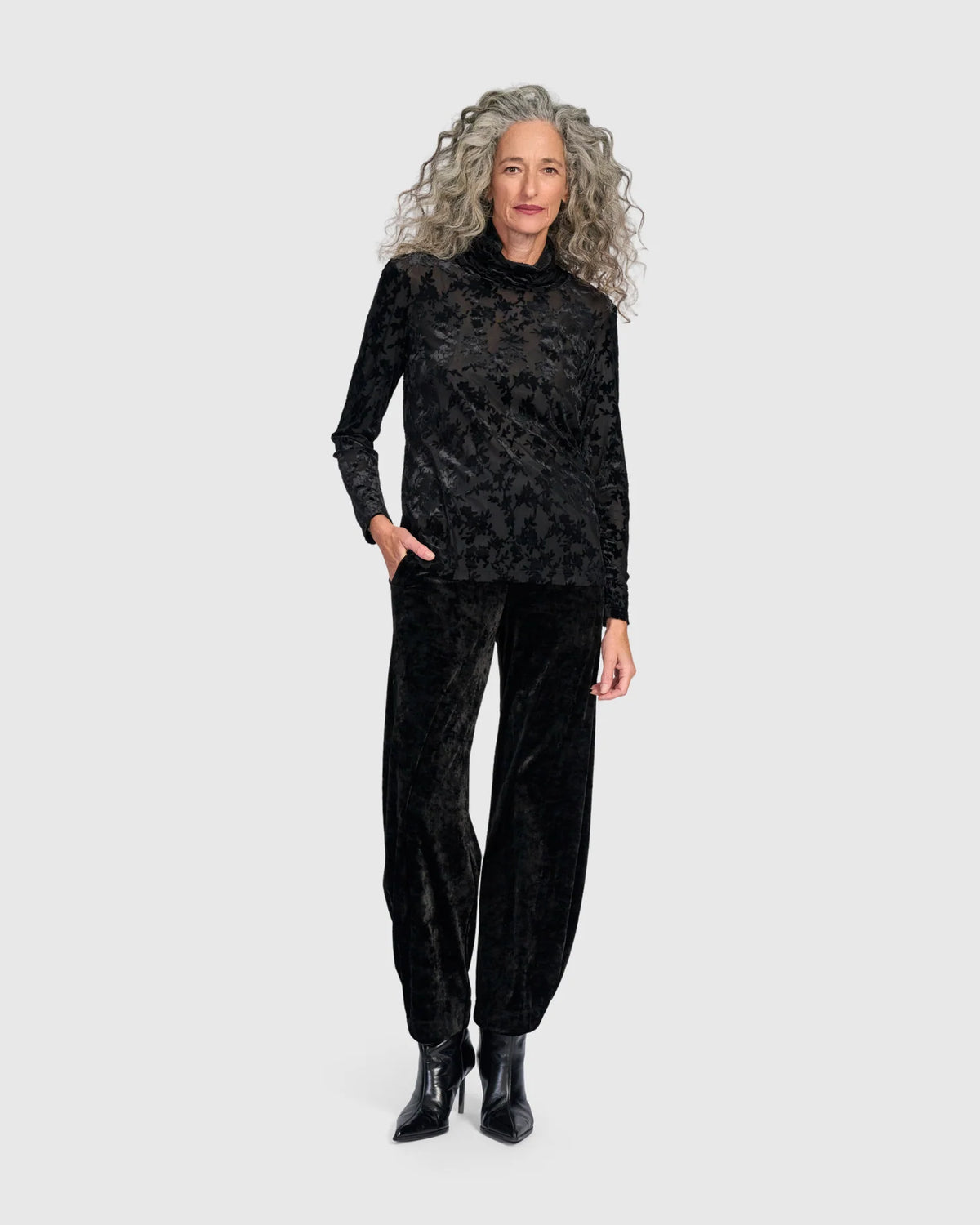 Pantaloni Fluidi in Velluto Stropicciato