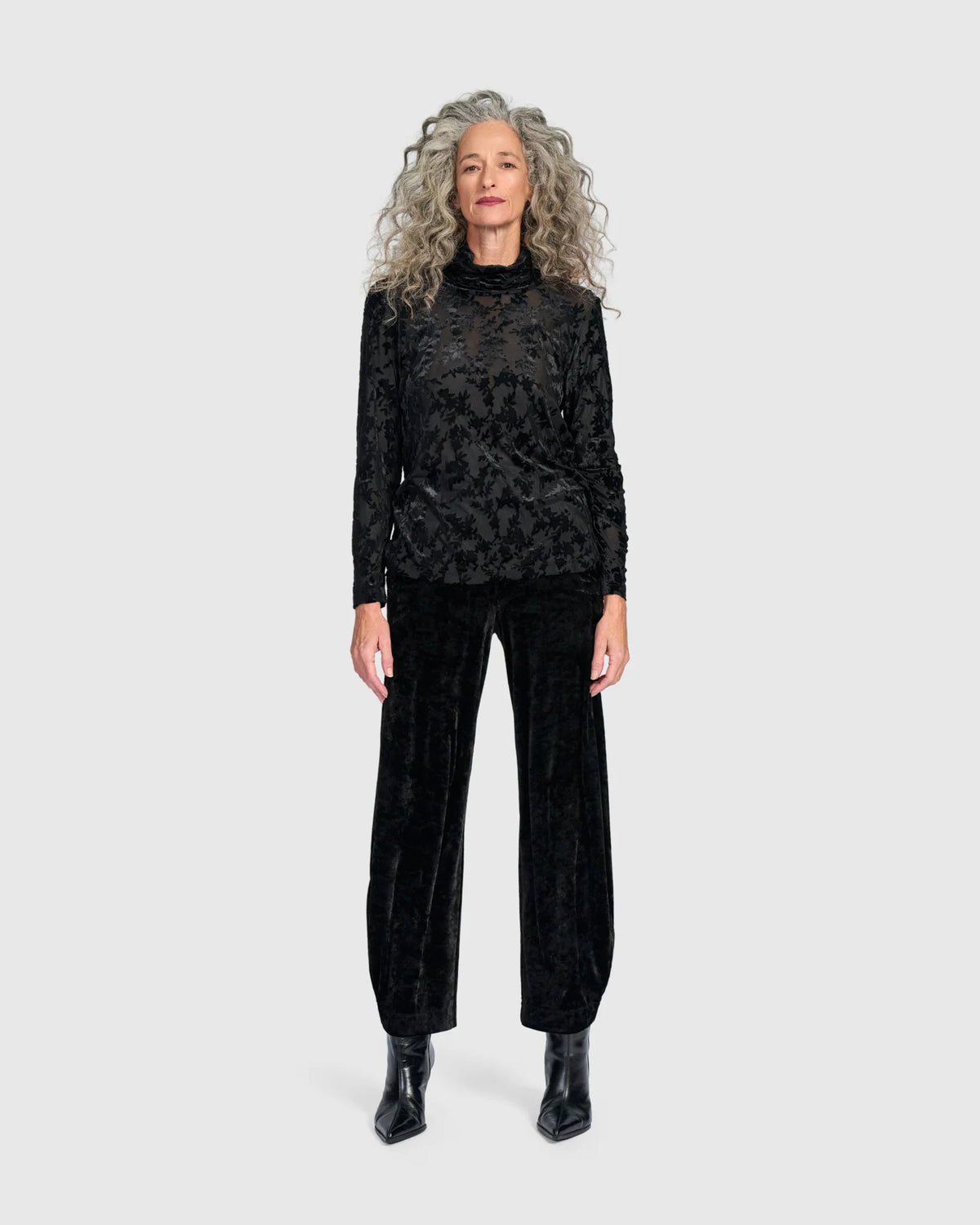 Pantaloni Fluidi in Velluto Stropicciato