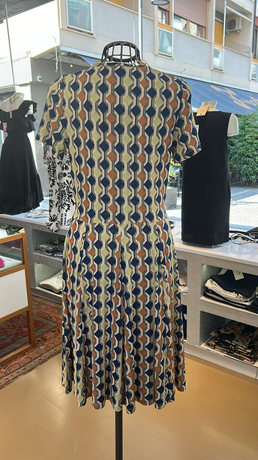 Abito Midi in Jersey Fantasia Geometrica - Eleganza Versatile