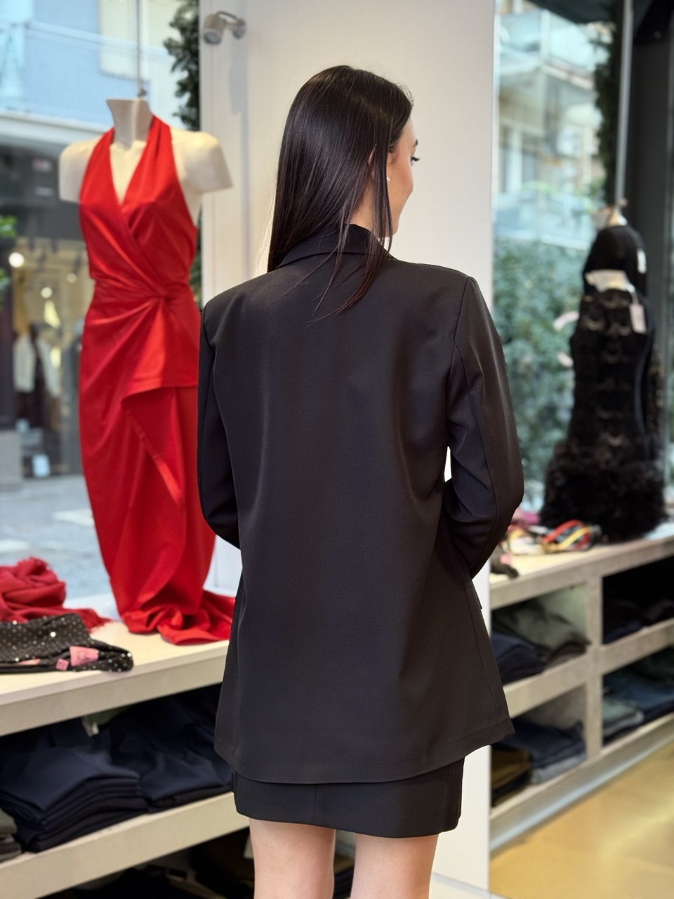 Giacca a Blazer Oversize con Pietre applicate sul collo