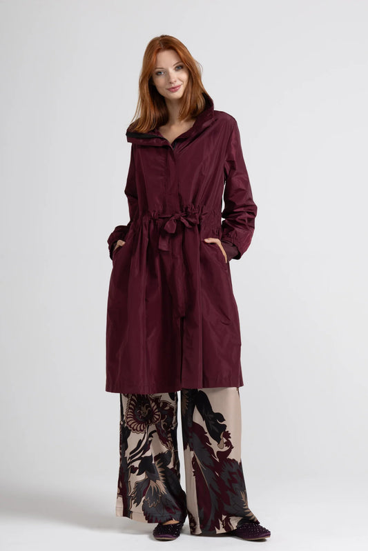 Trench lungo in taffeta' - Blu, Nero, Ruggine