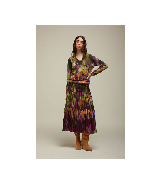 Maglia a fantasia con scollo a V