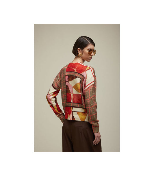 Maglia a Cardigan in Doppia Stampa Dual Use