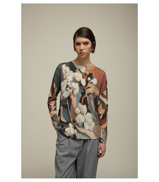 Maglia a Girocollo in Stampa Camouflage